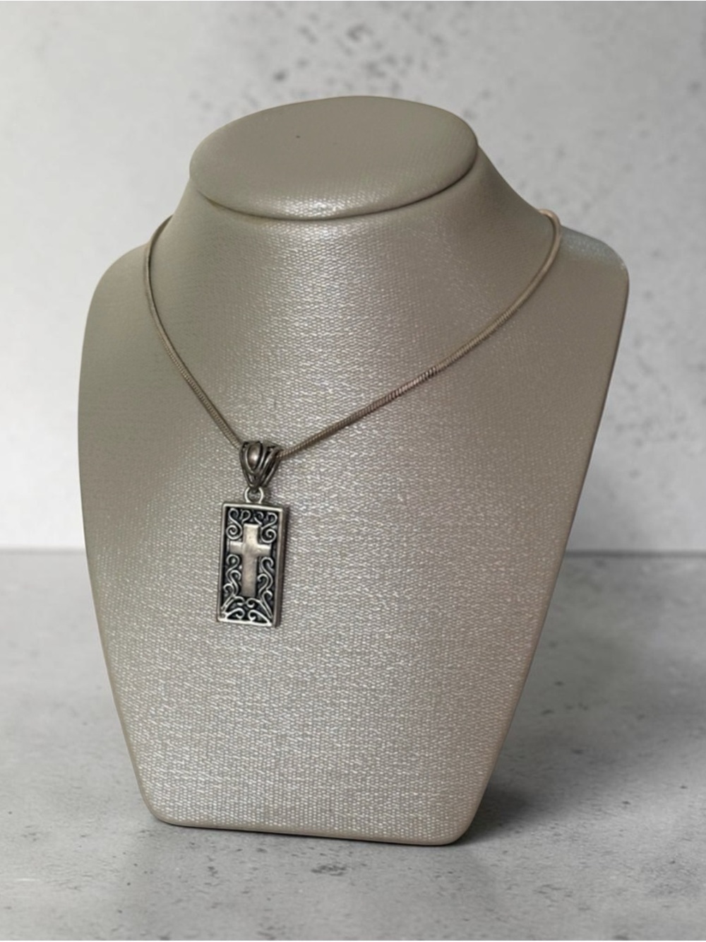 Sterling Silver Cross ‘FAITH’ Scrolled Reversible Pendant